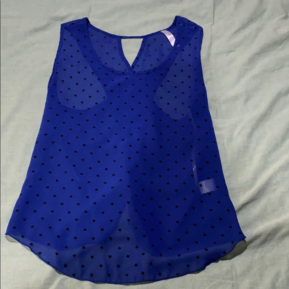 🛍💵 4/$25 Sheer Blue Tank w/Crisscross Open Back